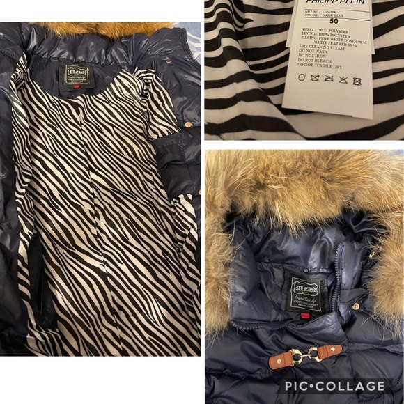 NWT WOMEN WINTER DOWN PUFFER REAL RACCOON FUR TRIM HOOD NAVY‎ PARKA COAT JACKET - Picture 8 of 11